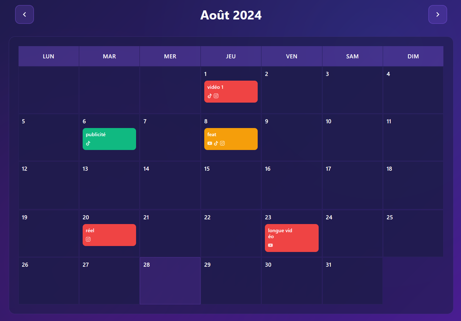Calendar Planning